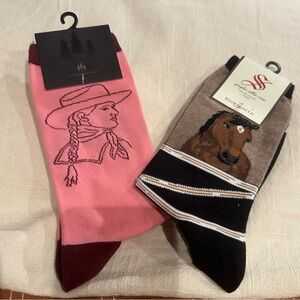 Cowgirl and horse sock set